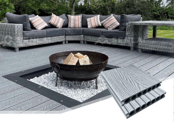 Wood Plastic Composite Decking 3D Embossed Outdoor Flooring