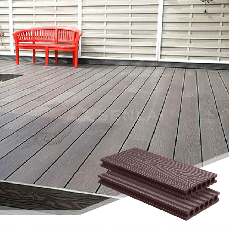 Weather Resistant Anti-Slip Waterproof Outdoor Decking 3D Embossed WPC Flooring
