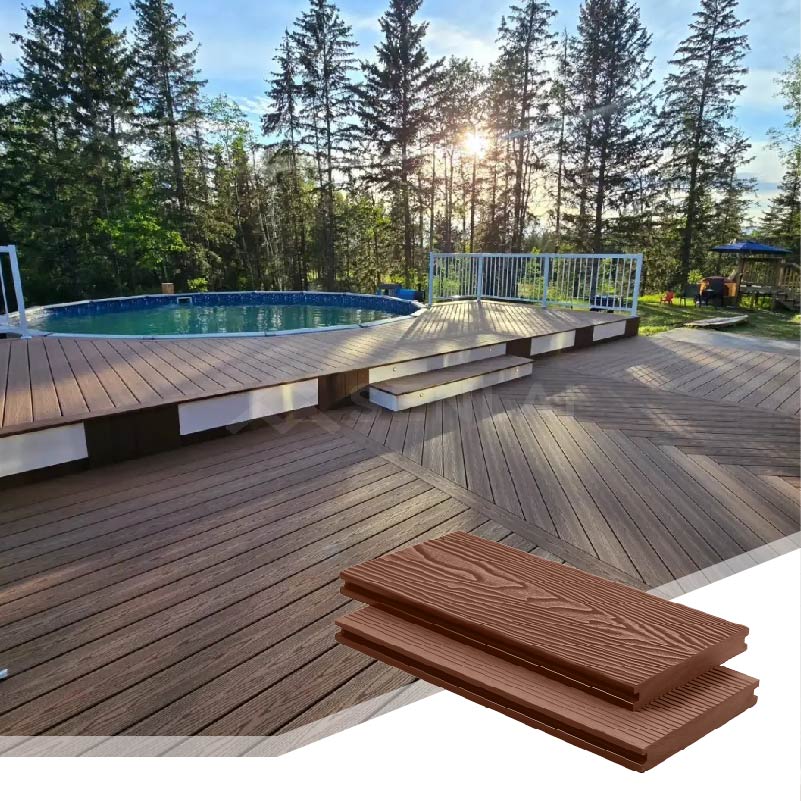 Composite Decking Board Outdoor WPC Embossed Waterproof Low Maintenance Surface