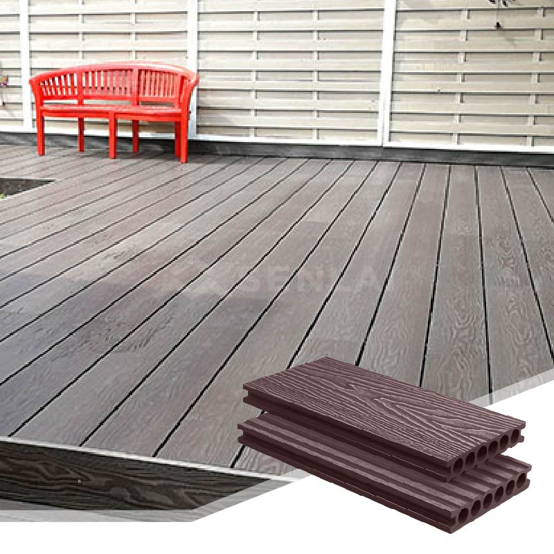 Weather Resistant Anti-Slip Waterproof Outdoor Decking 3D Embossed WPC Flooring