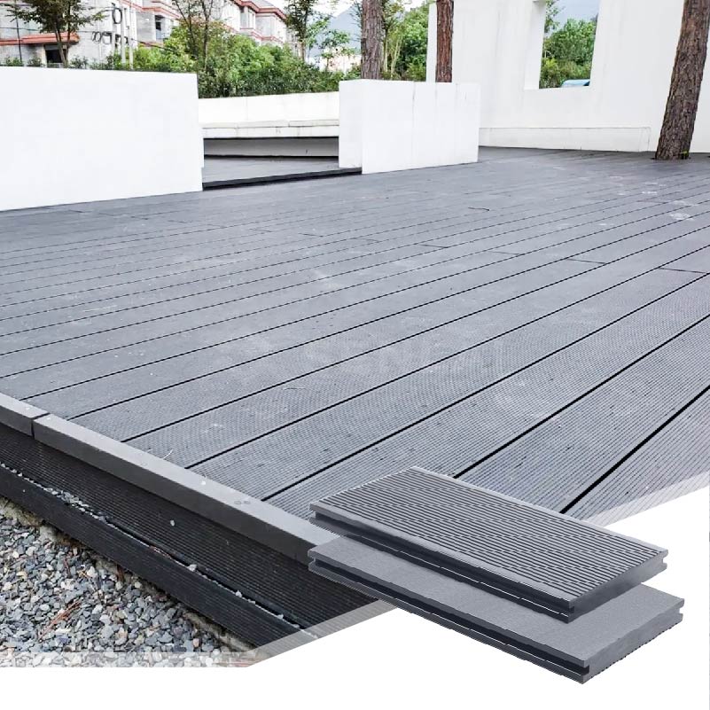 Solid WPC Decking Straight Grain Eco-Friendly Waterproof