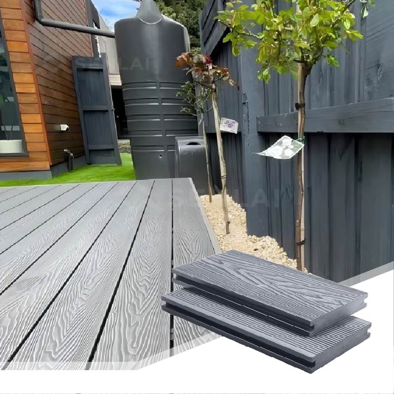 Rot Resistance Solid Outdoor WPC Decking 3D Embossed Wood Grain