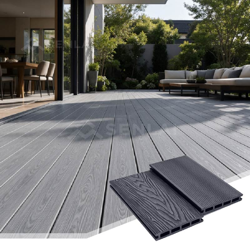 3D Embossed WPC Waterproof Outdoor Composite Decking Square Holes